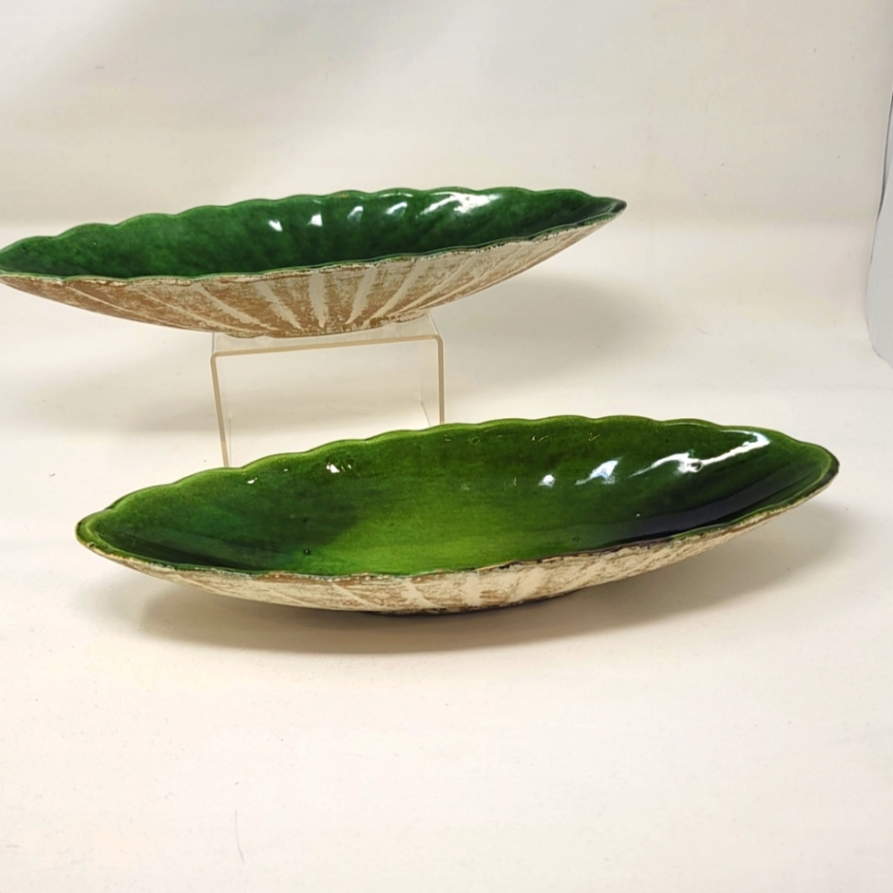 Mid-century oblong shallow decorative ceramic dishes